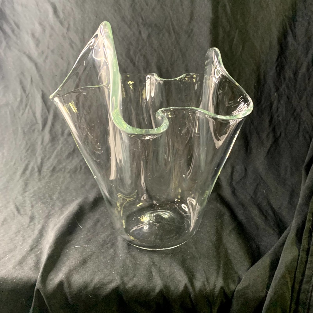 Mid Century One of a Kind Hand Blown Handkerchief Vase
